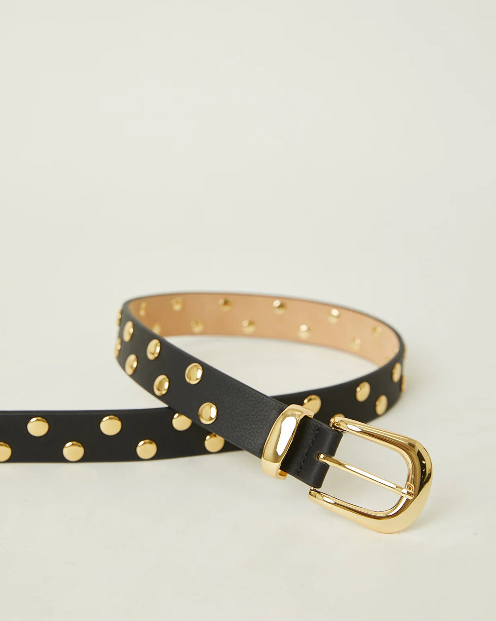 B-Low The Belt Juniper Studded Leather Belt in Black Gold available at Barbara Katz