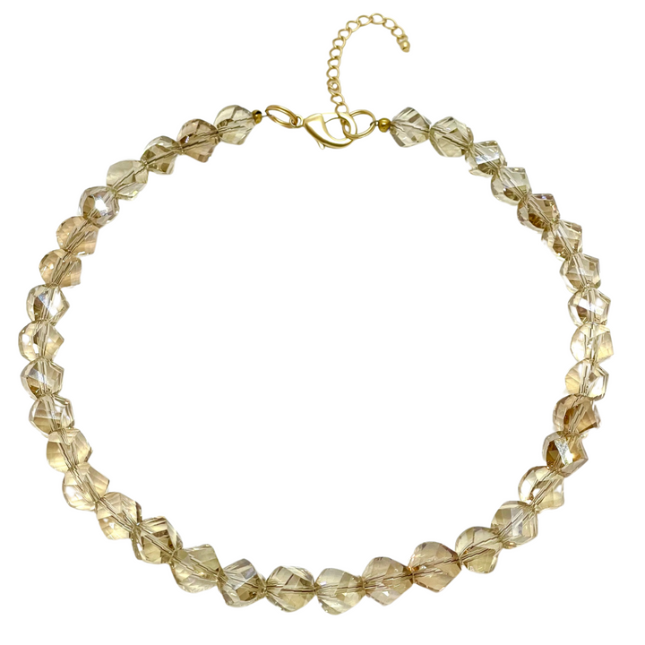 Deborah Grivas Slice Crystal Necklace in Champagne