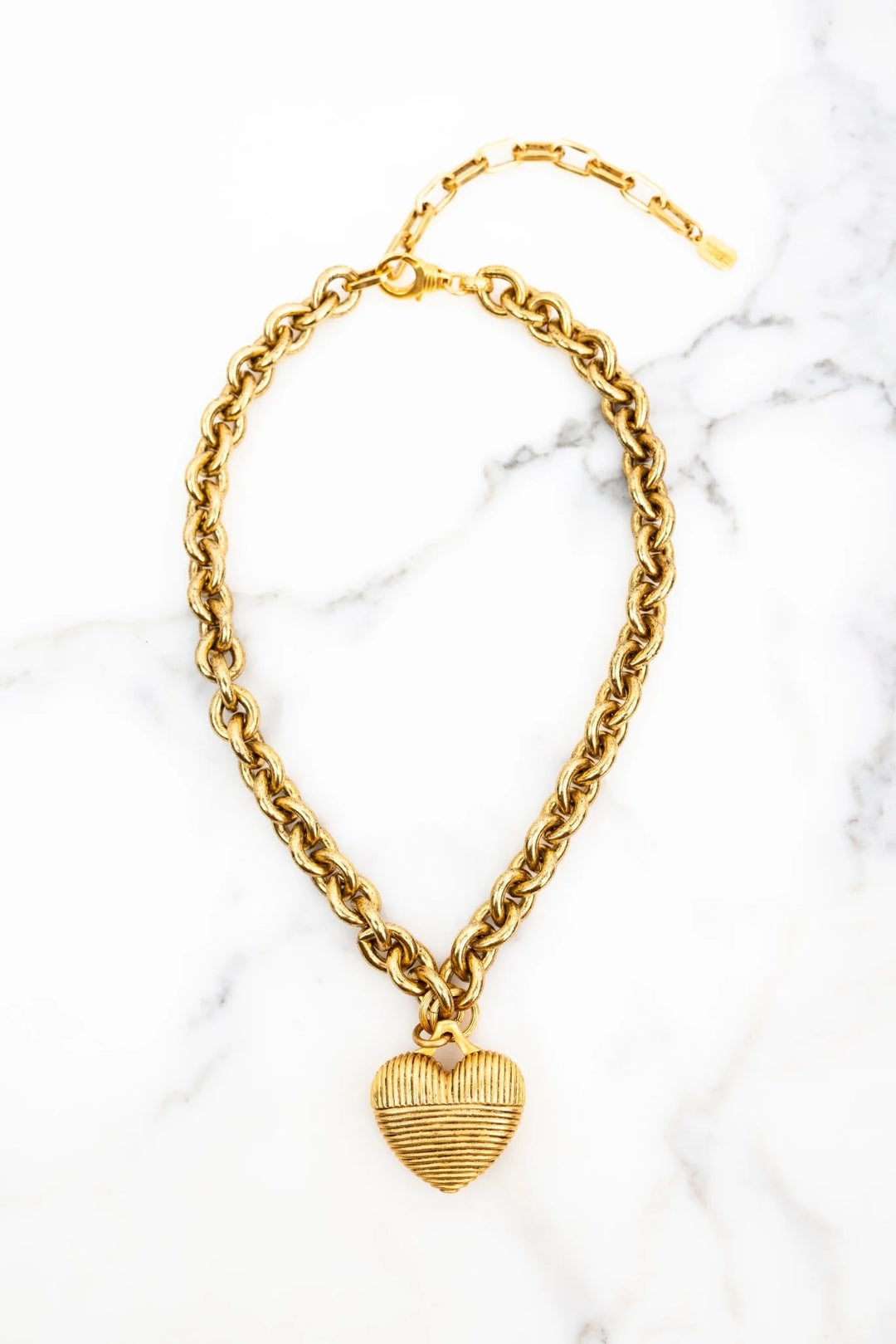 Elizabeth Cole Jewelry Mallory Necklace With Puffy Heart Pendant, 24k gold-plated necklace with chain link and textured puffy heart pendant #fashionaccessory #accessories