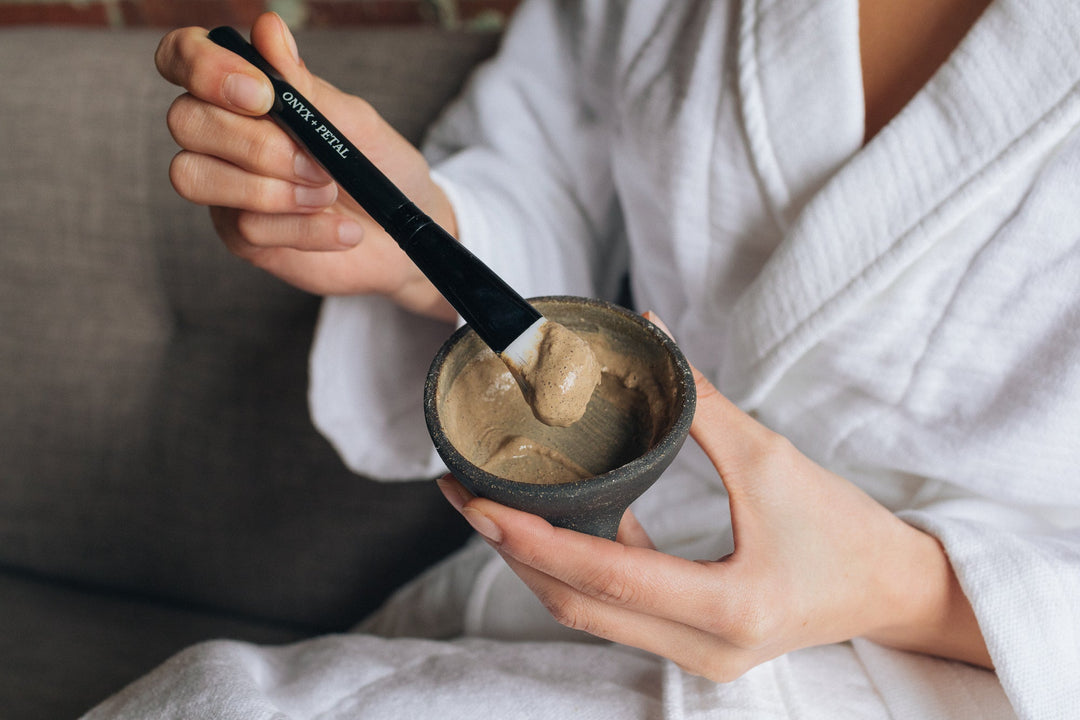 Onyx + Petal Treatment Bowl and Brush available at Barbara Katz