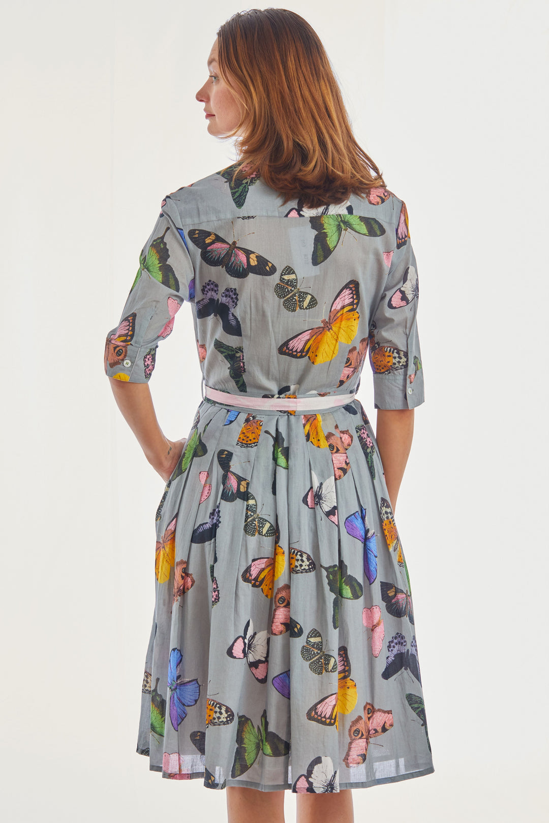 Dizzy-Lizzie Mrs Maisel Dress - Grey Butterflies available at Barbara Katz