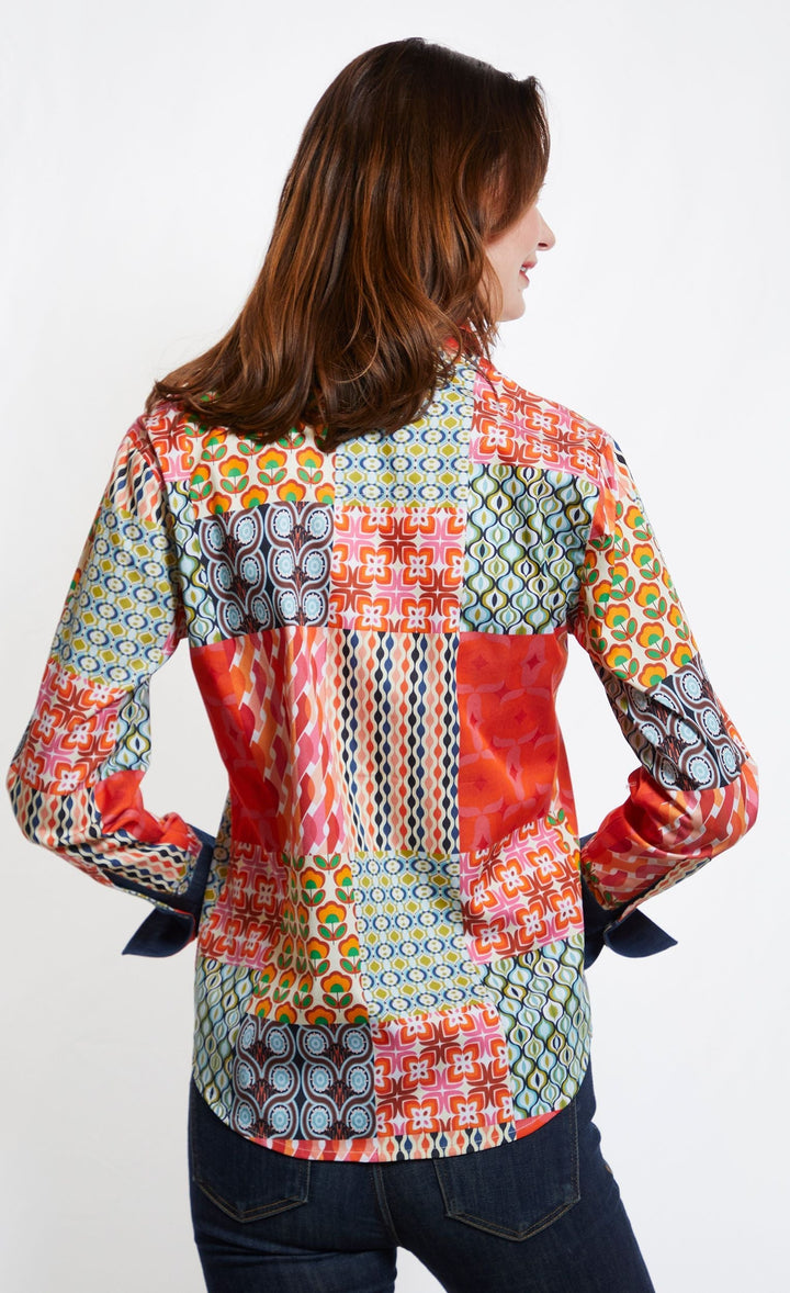 Dizzy-Lizzie Rome Long Sleeve Shirt - Multi Patchwork Print