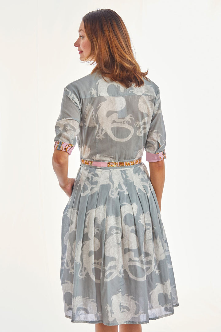 Dizzy-Lizzie Mrs Maisel Dress - Grey Dragons Print available at Barbara Katz