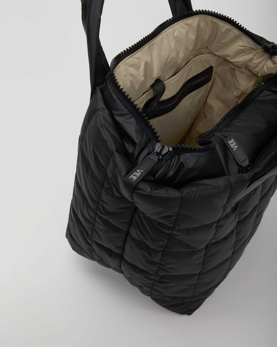 Vee Collective Porter Medium Tote Bag in Matt Black with tan lining available at Barbara Katz