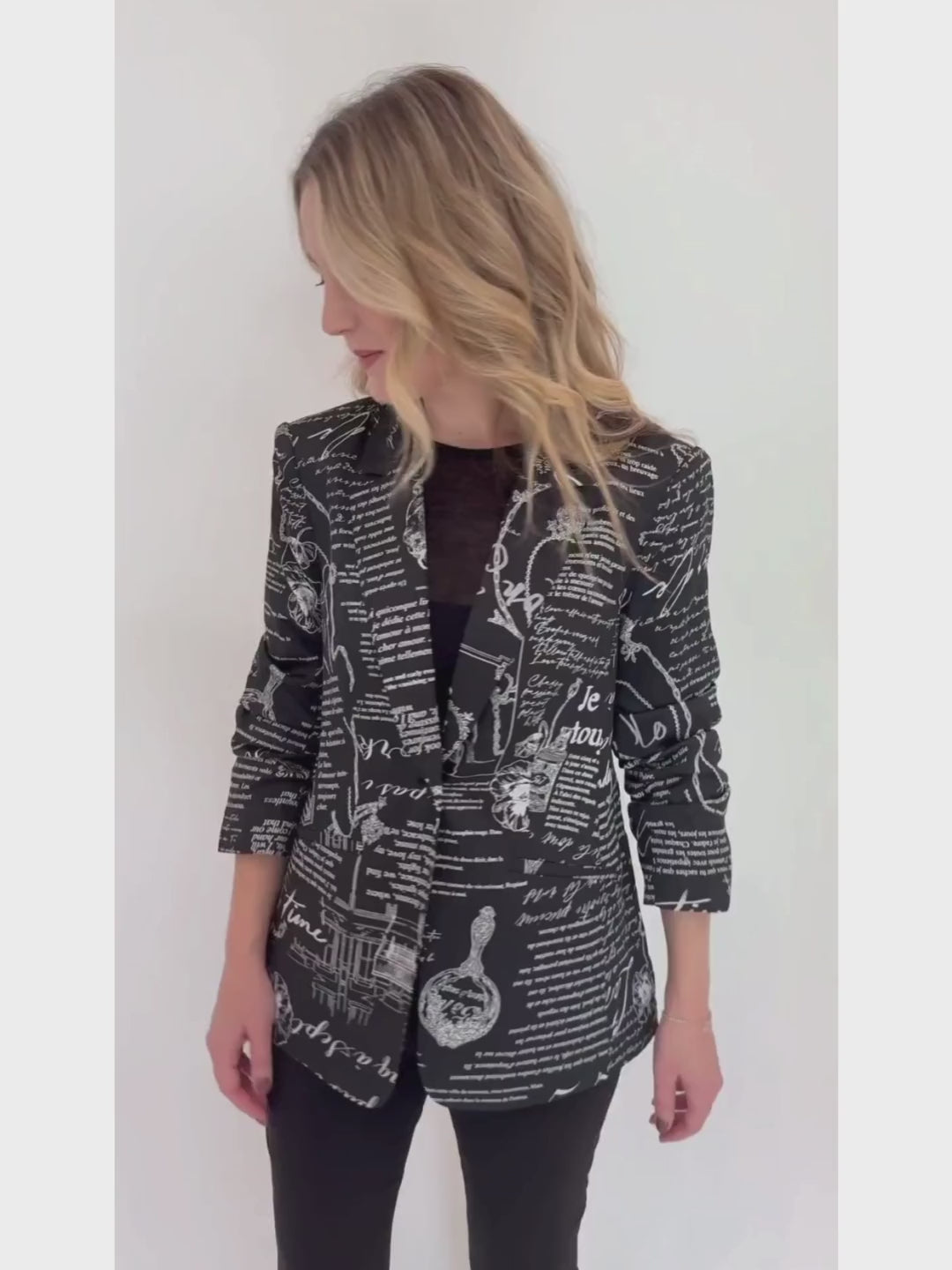 Cinq a Sept Love Stories Kylie Blazer in Black/White available at Barbara Katz