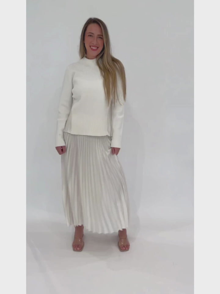 Simkhai Maeve Pullover Top in Ivory paired with Simkhai Valor Midi Skirt available at Barbara Katz