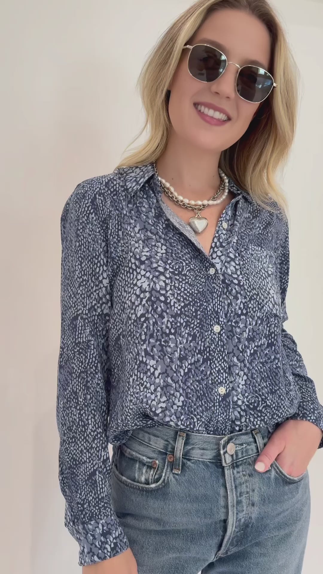 Rails Josephine Button Down Shirt - Navy Python