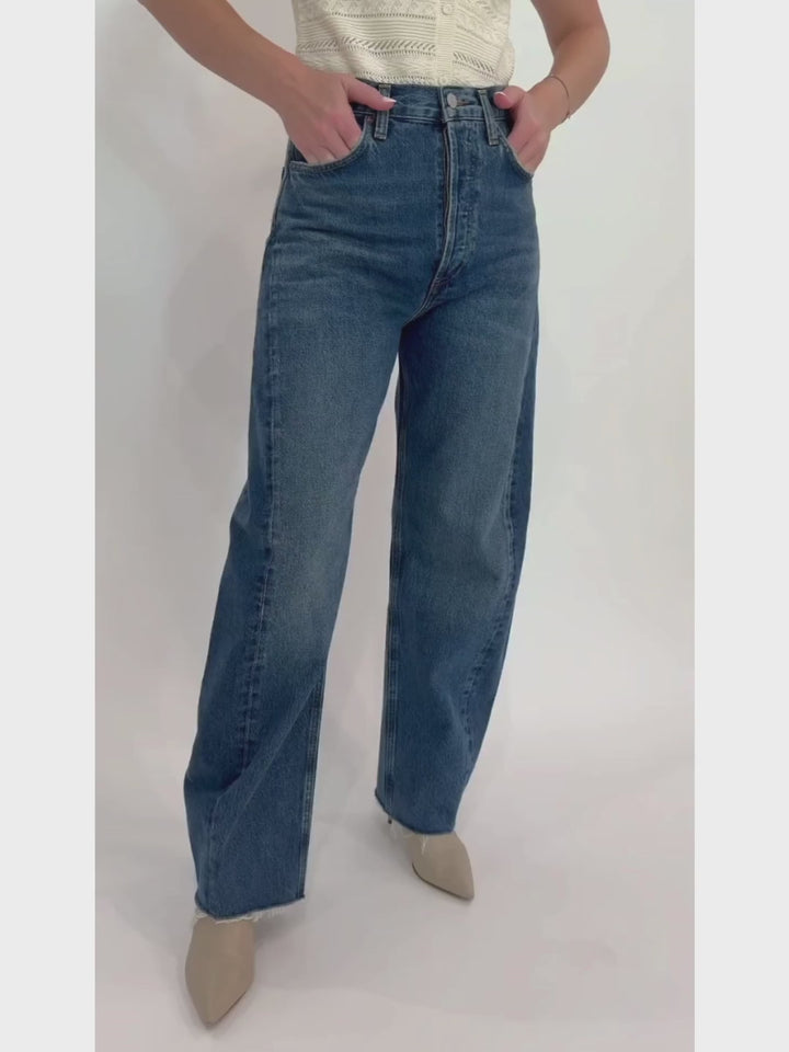 Agolde Luna High Rise Pieced Taper Jeans In Split