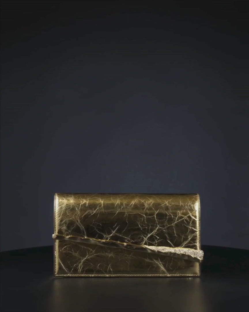 Alexis Bittar Gold Angular Convertible Leather Crossbody Bag available at Barbara Katz