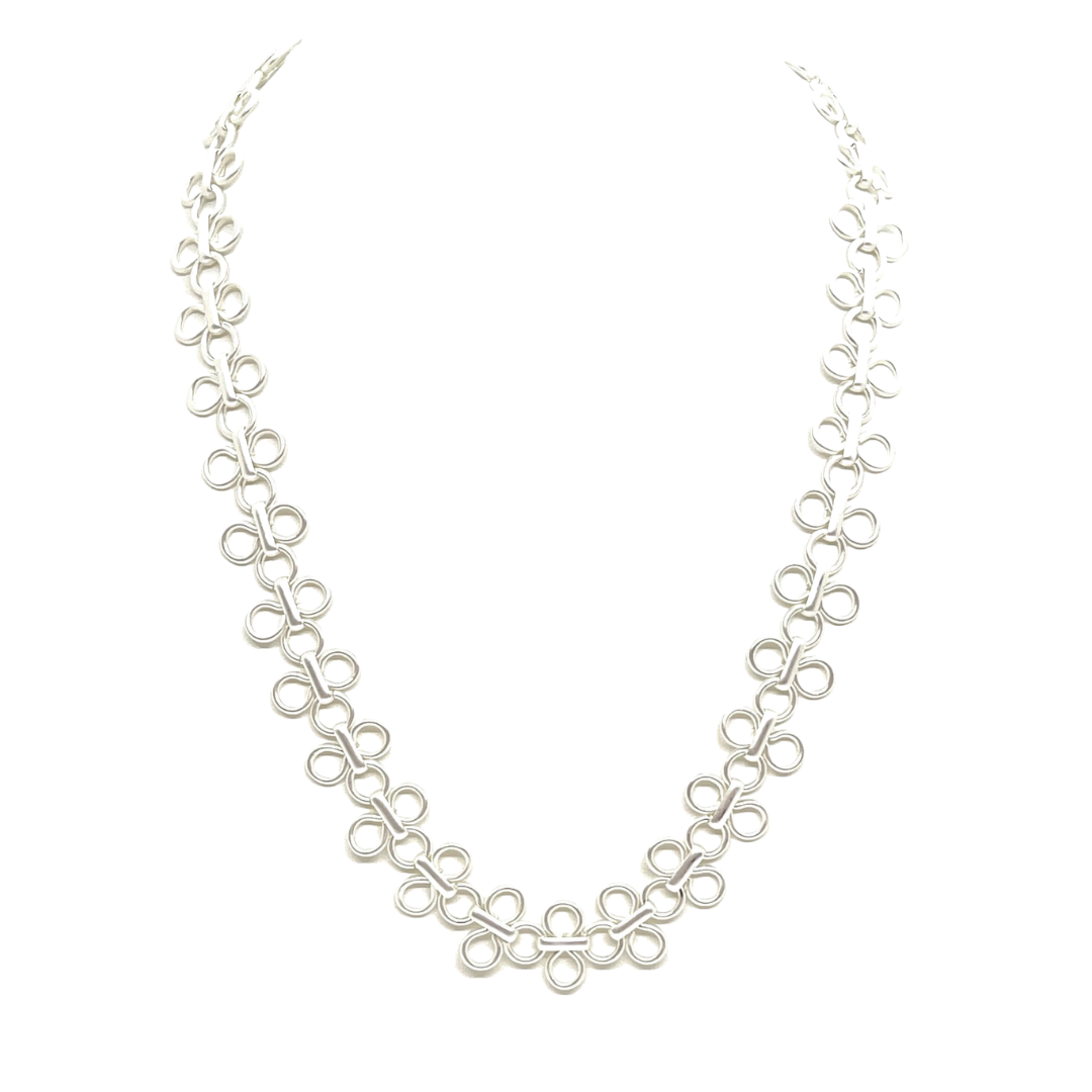 Deborah Grivas Clover Chain Necklace - Matte Silver