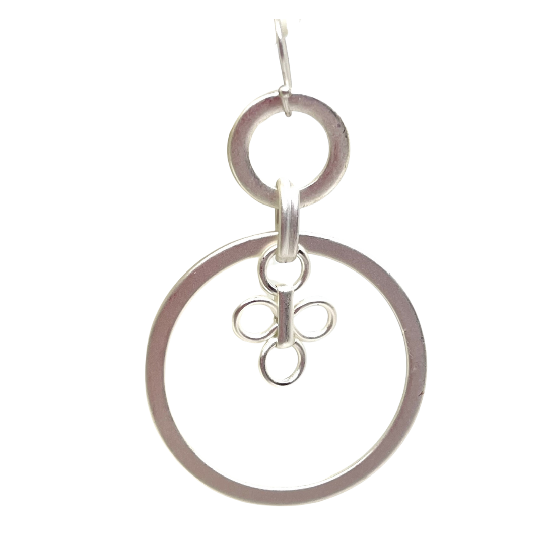 Deborah Grivas Hoop Earrings With Clover Charm - Matte Silver