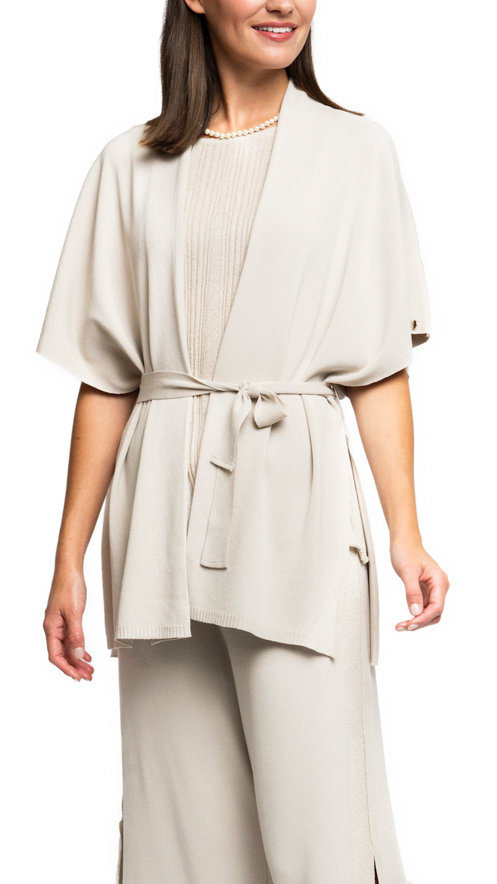 Melinda Belted Dropped Shoulder Cardigan; Beige