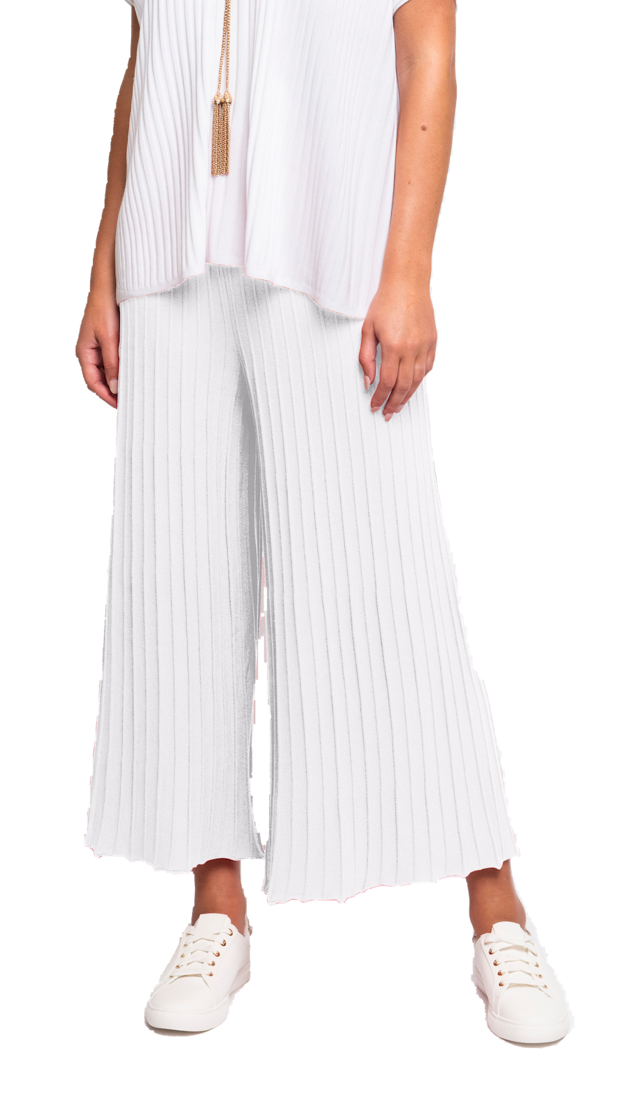 Biana Giuliana Plisse-Look Cropped Wide Leg Pants in White available at Barbara Katz