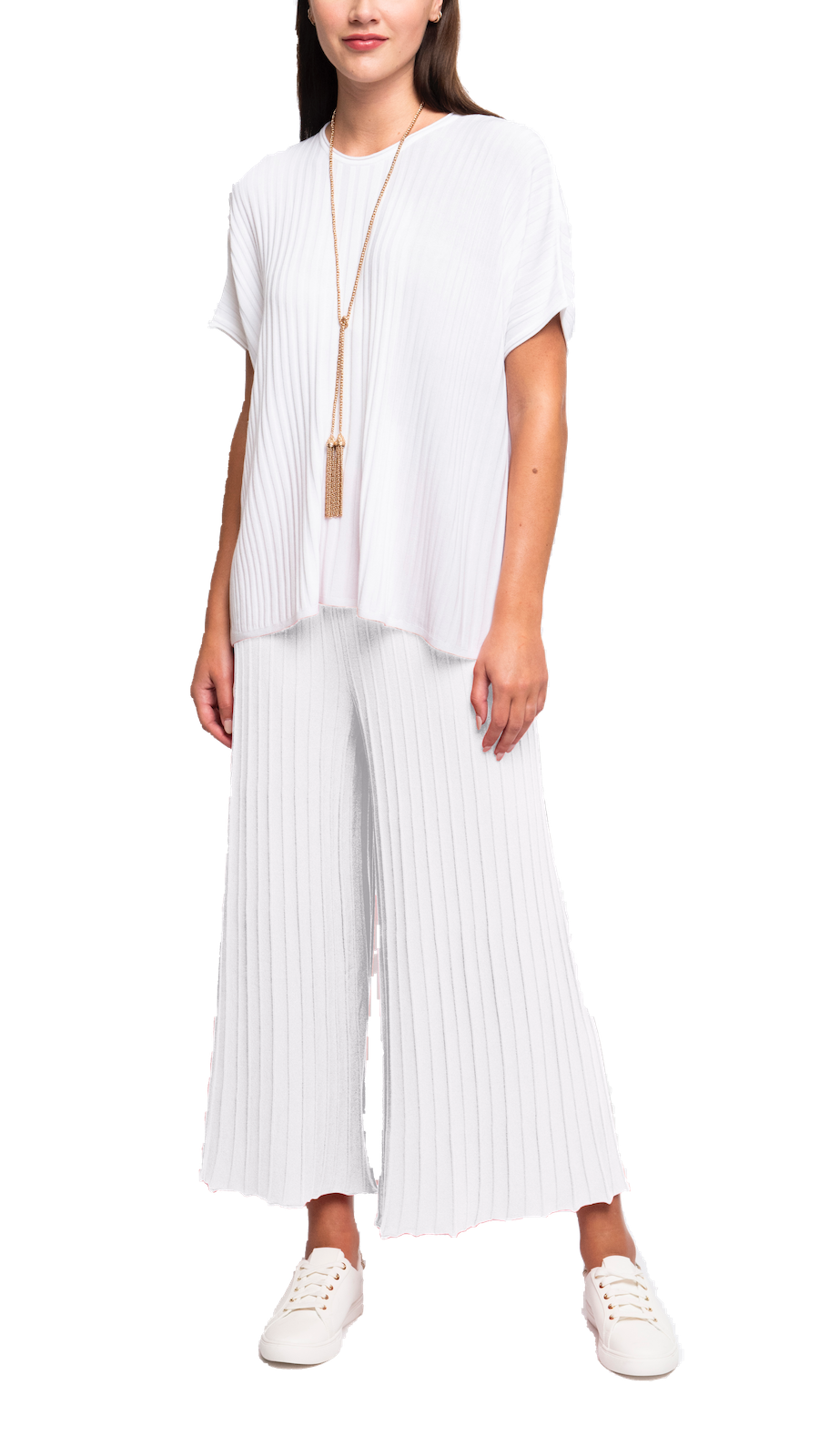 Biana Giuliana Plisse-Look Cropped Wide Leg Pants in White available at Barbara Katz