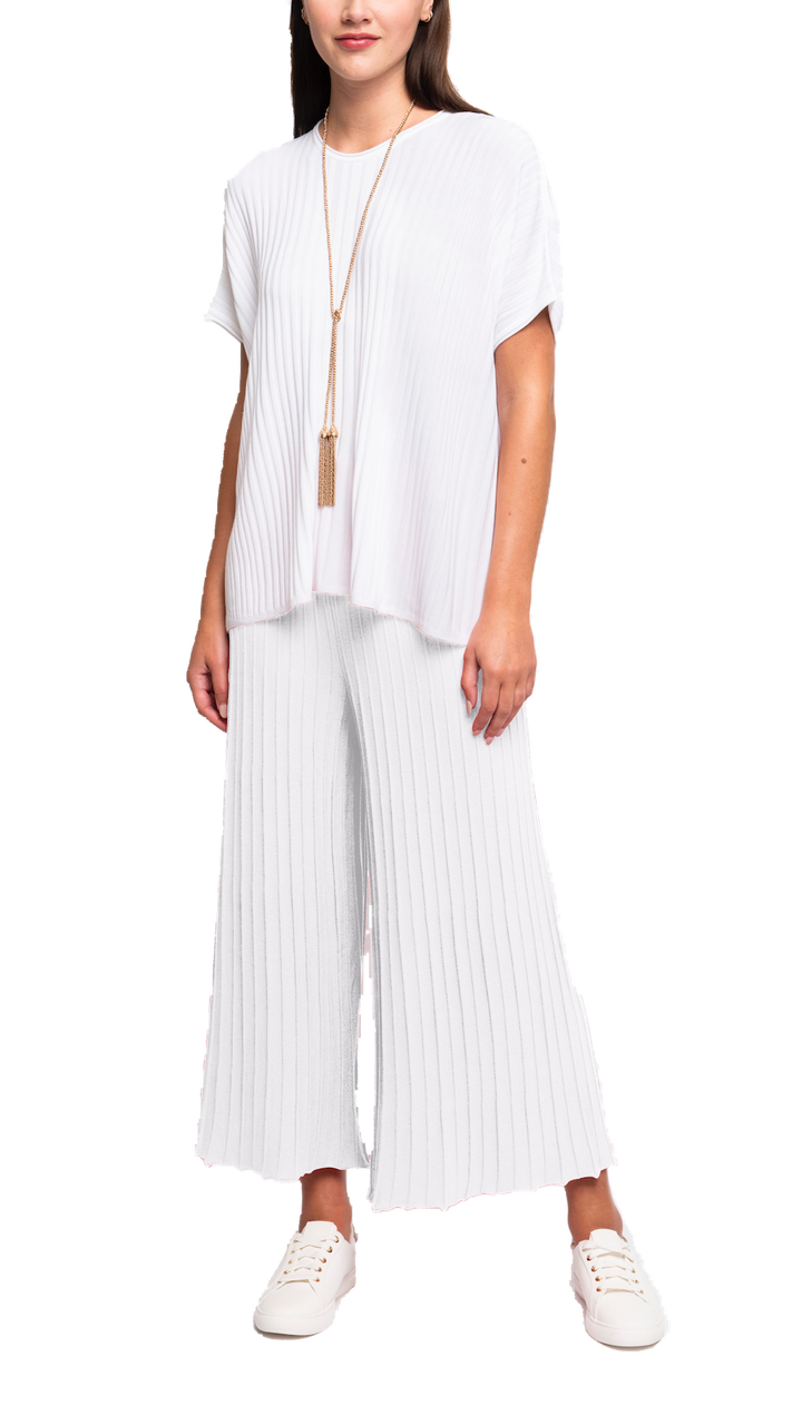 Biana Giuliana Plisse-Look Cropped Wide Leg Pants in White available at Barbara Katz