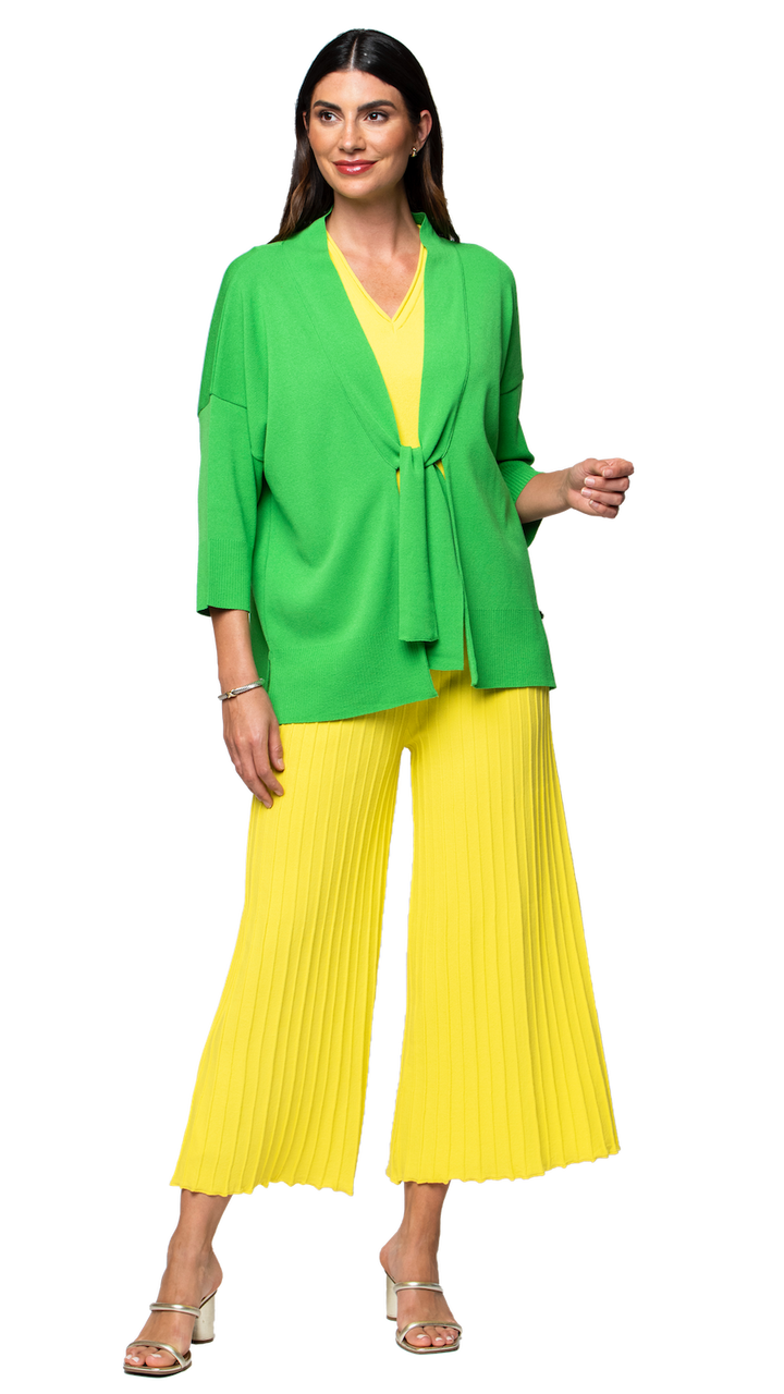 Biana Giuliana Plisse-Look Cropped Wide Leg Pants in Lemon available at Barbara Katz