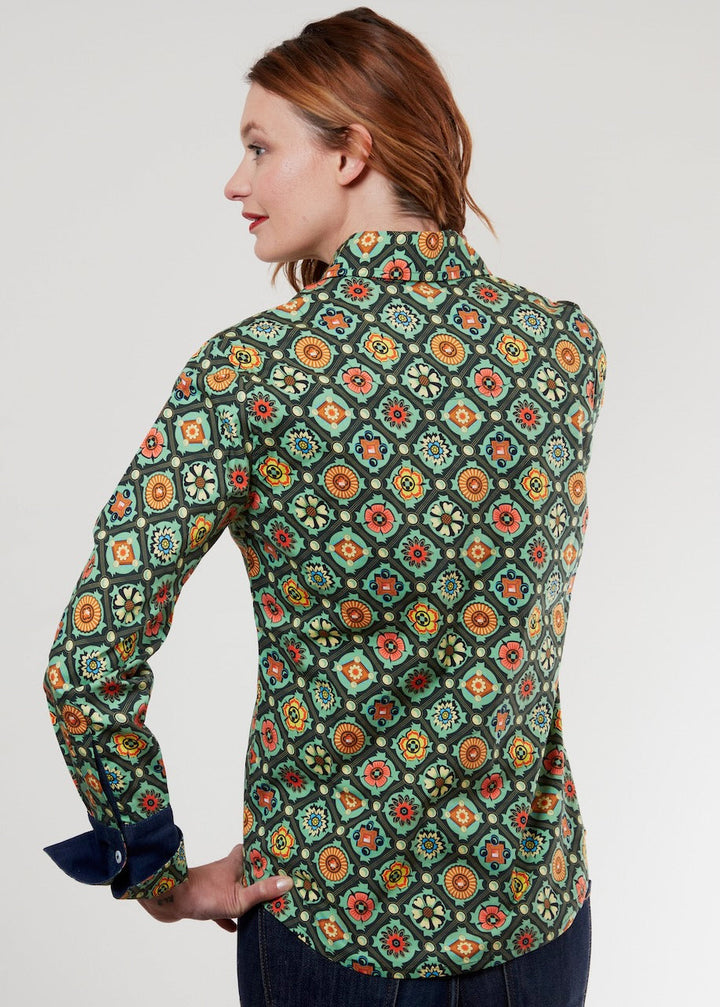 Dizzy-Lizzie Rome Long Sleeve Shirt - Green Medallion