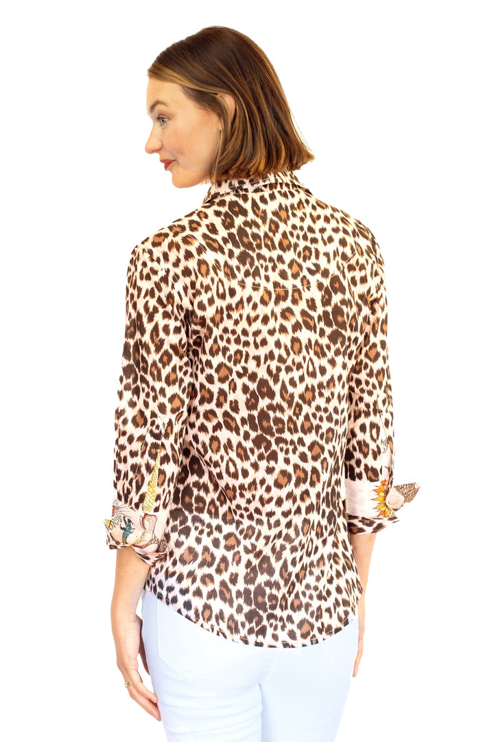 Dizzy-Lizzie Rome Shirt With 3/4 Sleeves And Cheetah Print