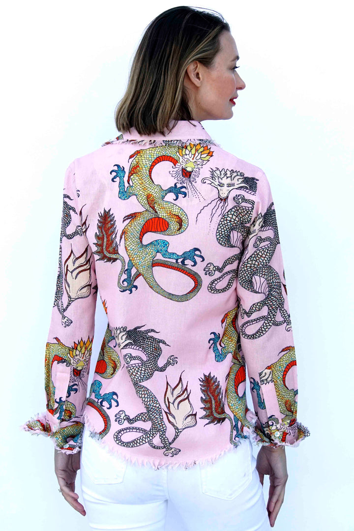 Cape Cod Shirt With Dragons Print - Pink