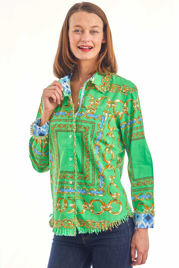 Dizzie Lizzy Cape Cod Tunic Green Blue Links