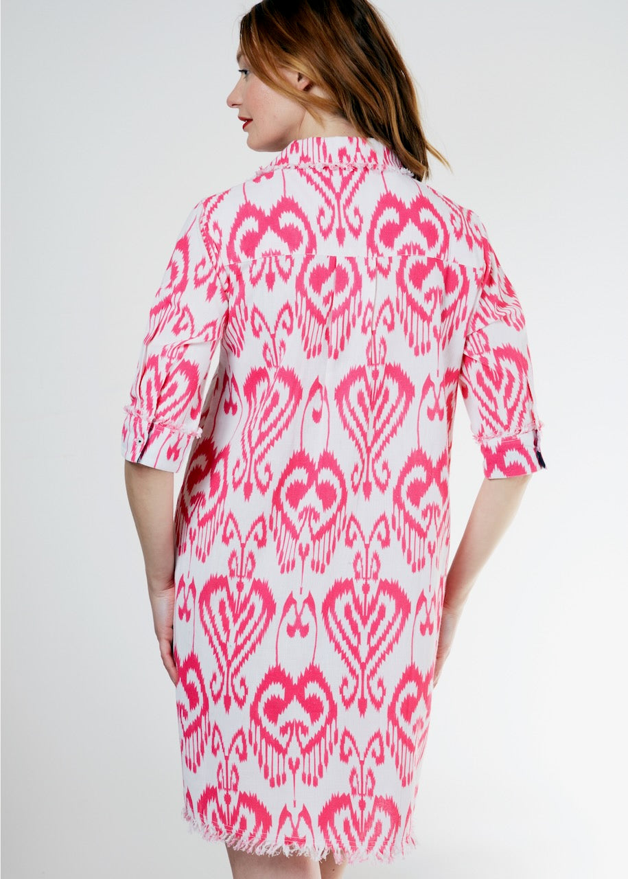 Chatham Dress Pink White Ikat XS