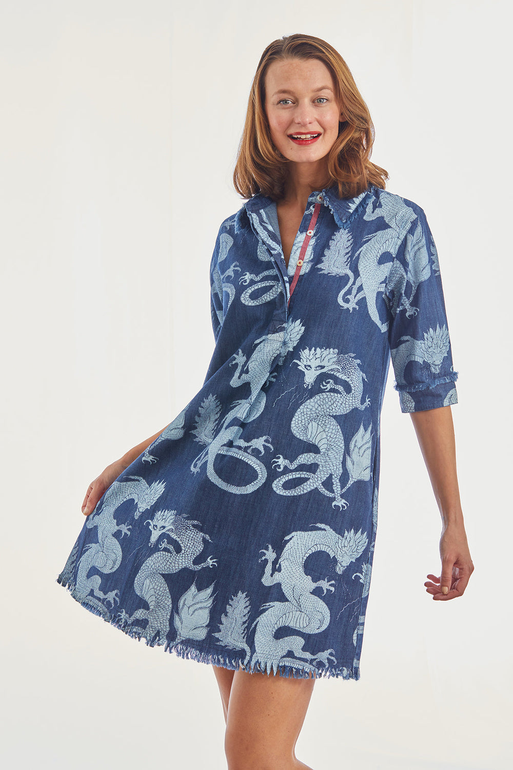 Dizzy Lizzie Chatham Dress Denim Dragons