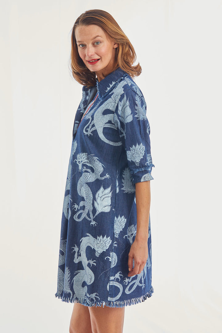 Dizzy Lizzie Chatham Dress Denim Dragons