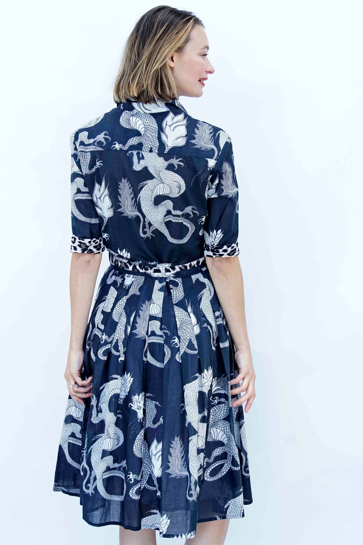 Dizzy-Lizzie Mrs Maisel Black Dress With Dragon Print