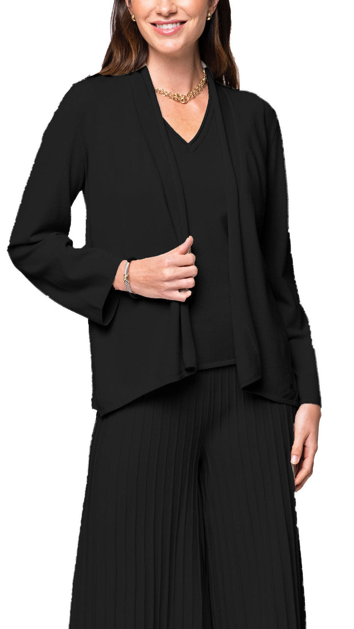 Biana Amy Shawl Collar Cardigan in Black  available at Barbara Katz