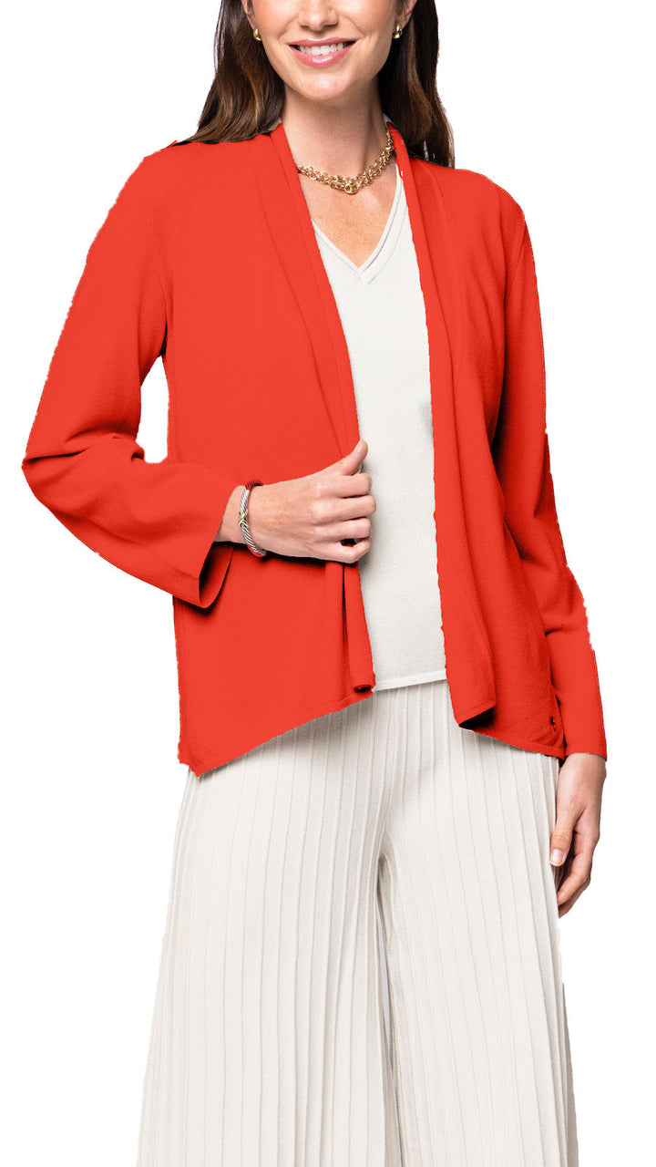 Biana Amy Shawl Collar Cardigan in Bright Orange available at Barbara Katz