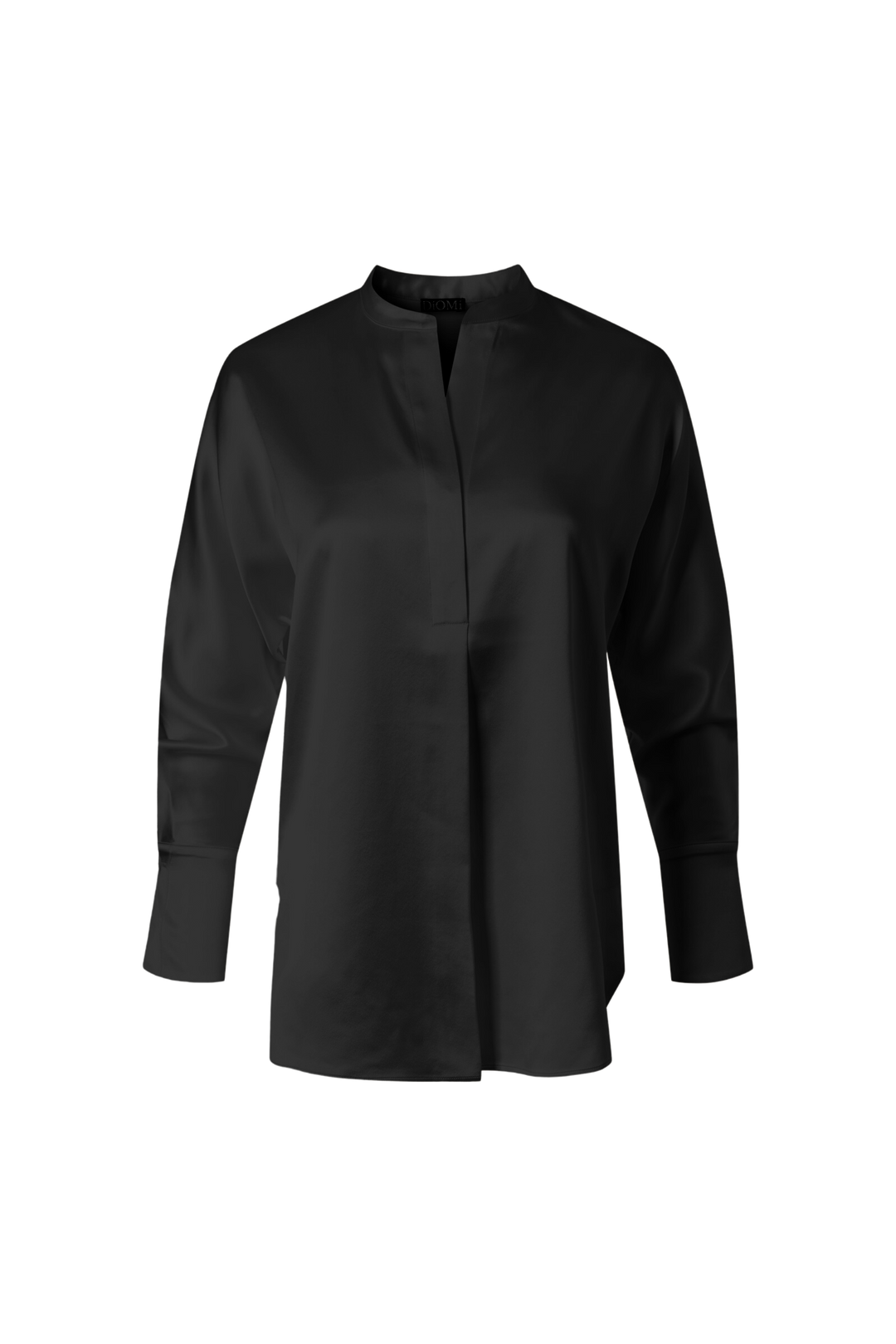 Diomi Crepe Band Collar Blouse - Black