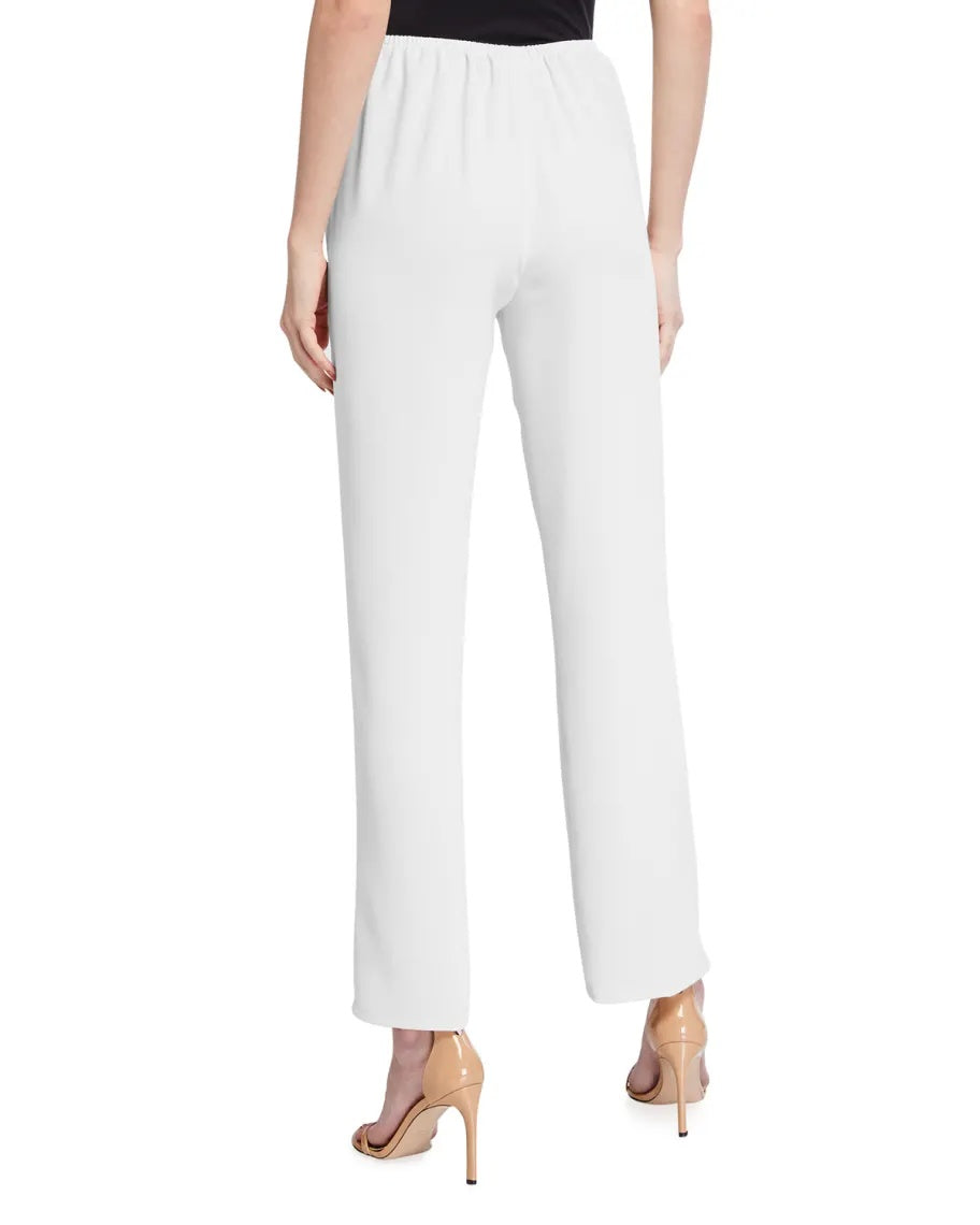 Caroline Rose Crepe Straight Leg Pant in White