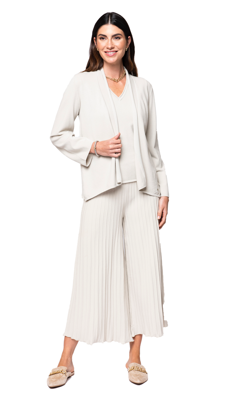 Biana Giuliana Plisse-Look Cropped Wide Leg Pants in Beige available at Barbara Katz