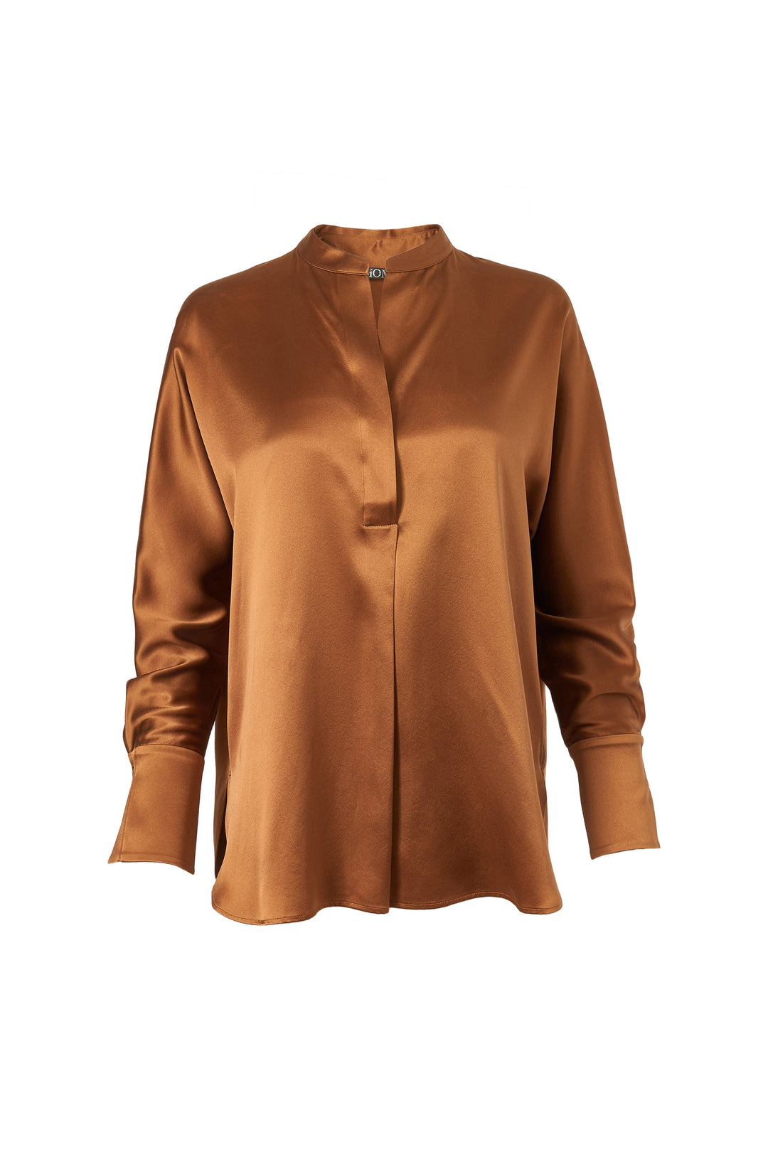 Diomi Crepe Band Collar Blouse - Copper