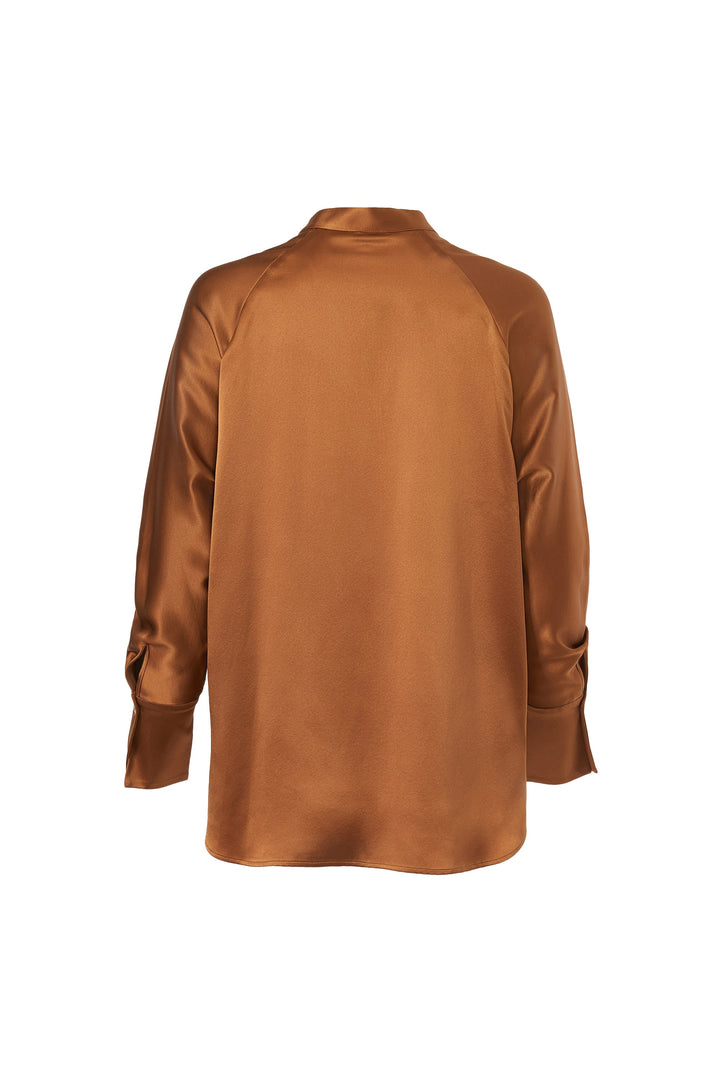 Diomi Crepe Band Collar Blouse - Copper