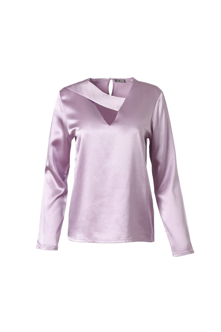 Cross Front Pleated Blouse In Snow Lilac