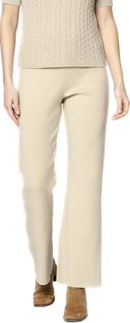 Biana Domenique Milano-Knit Boot Leg Pants in Warm Beige available at Barbara Katz