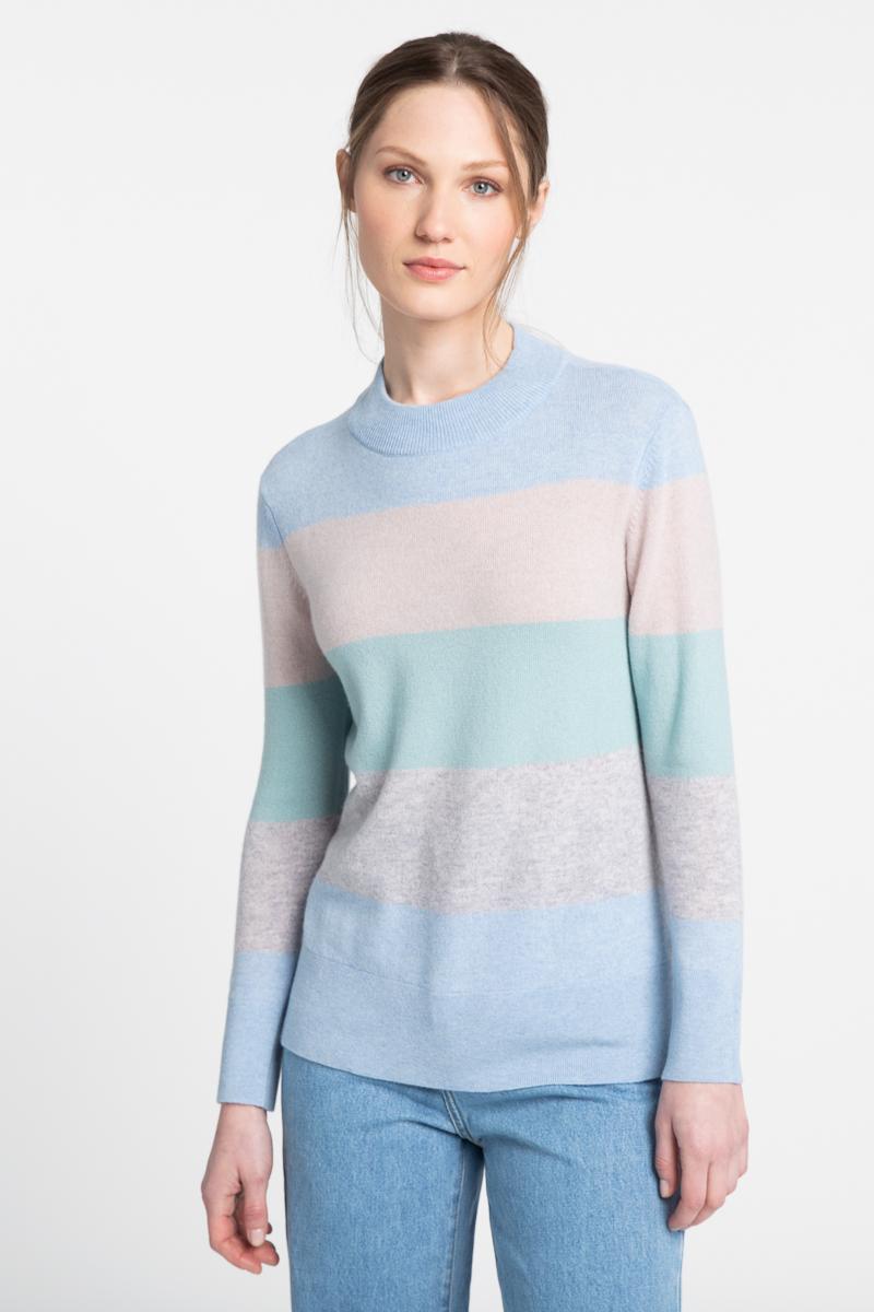 Kinross Cashmere Wide Stripe Crew Pullover