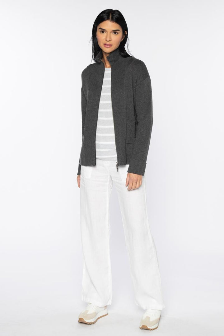 Kinross Doubleknit Zip Mock Cardigan