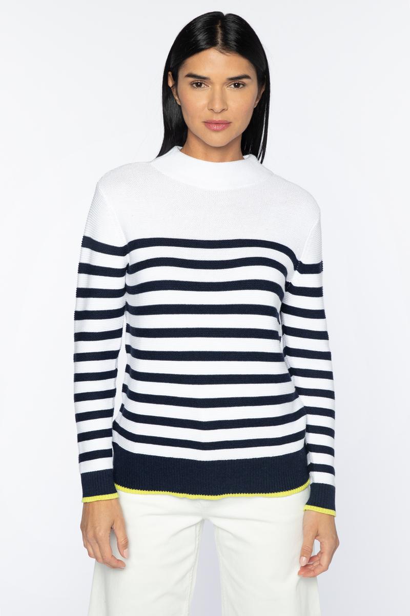 Kinross Micro Garter Stripe Funnel Sweater