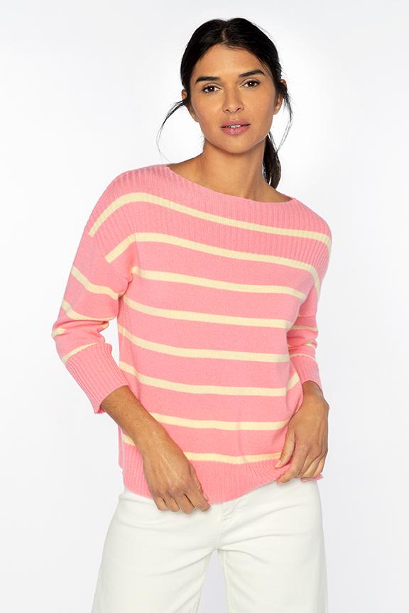 Rib Yoke Stripe Pullover Kinross Cashmere