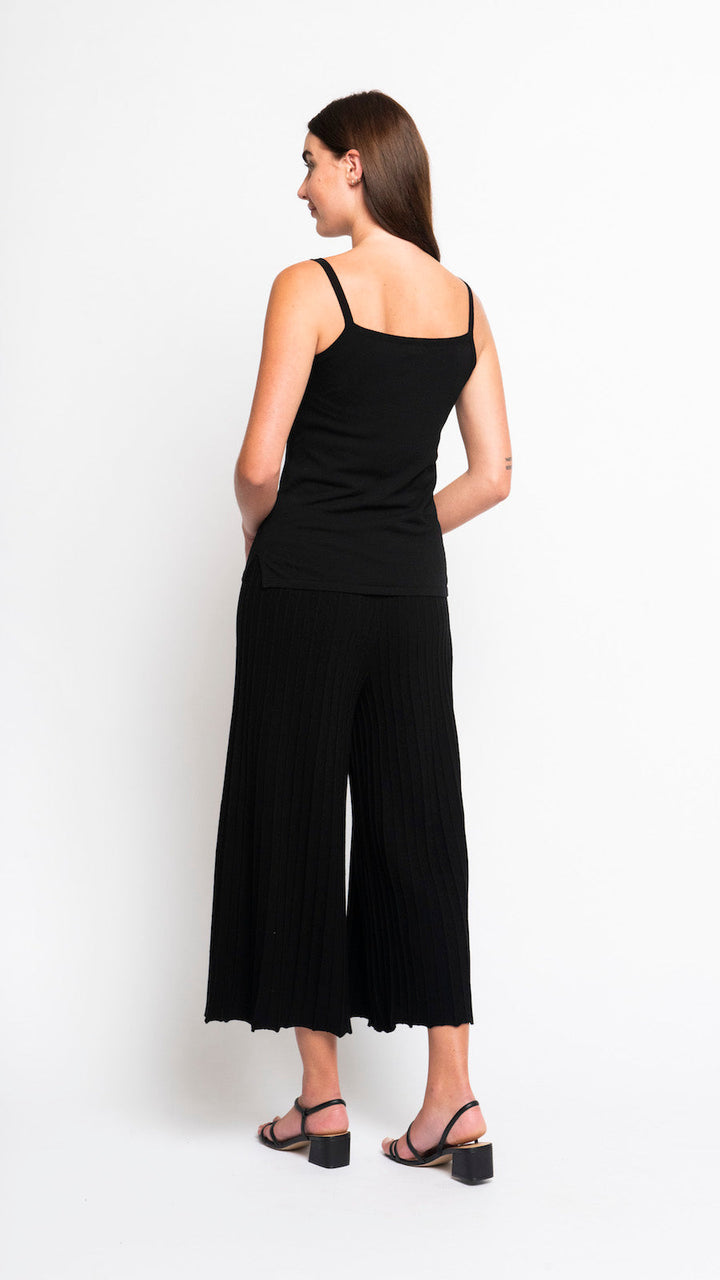 Biana Giuliana Plisse-Look Cropped Wide Leg Pants in Black available at Barbara Katz