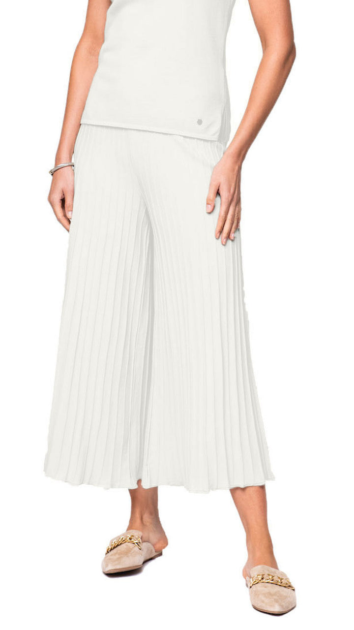 Biana Giuliana Plisse-Look Cropped Wide Leg Pants in Winter White available at Barbara Katz