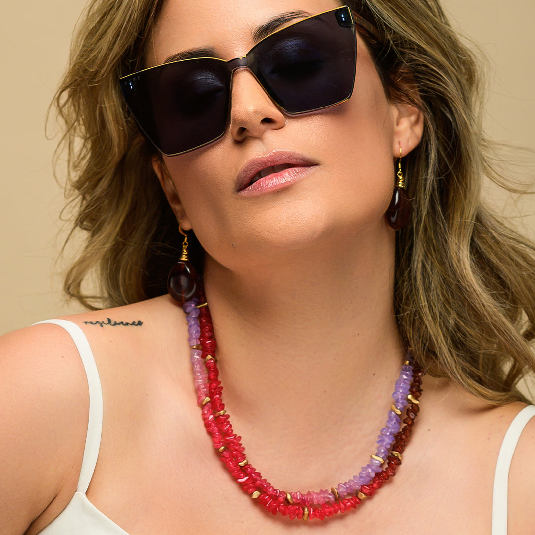 Pono Addie Necklace Hot Hibiscus Styled