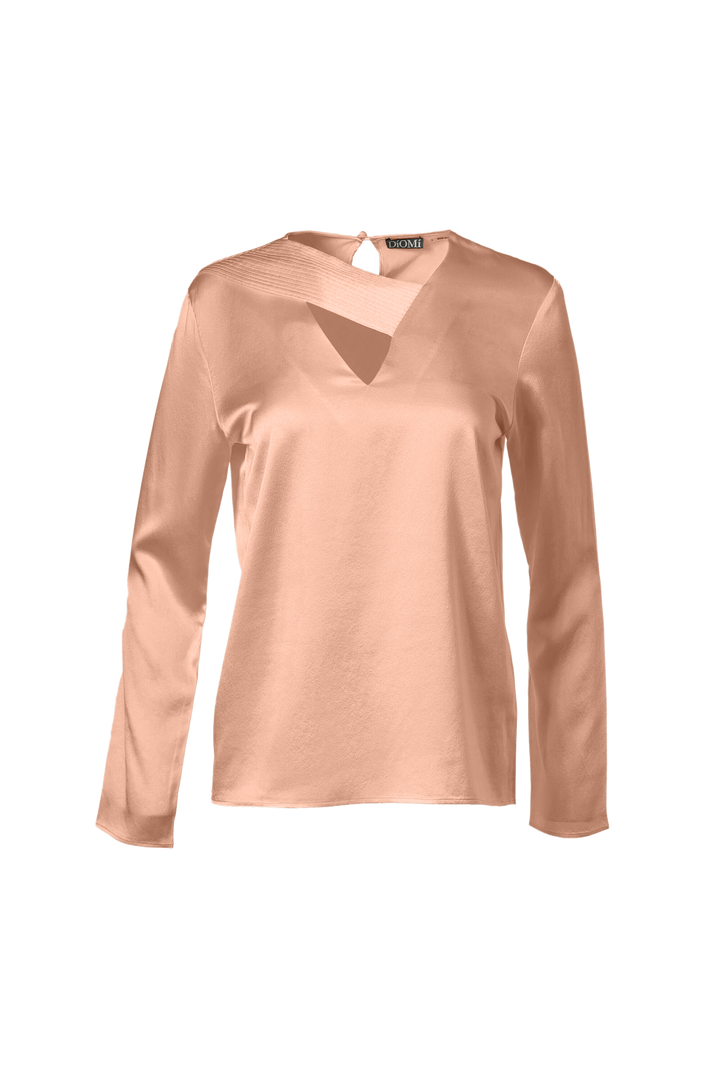 Cross Front Pleated Blouse In Rosy Pink