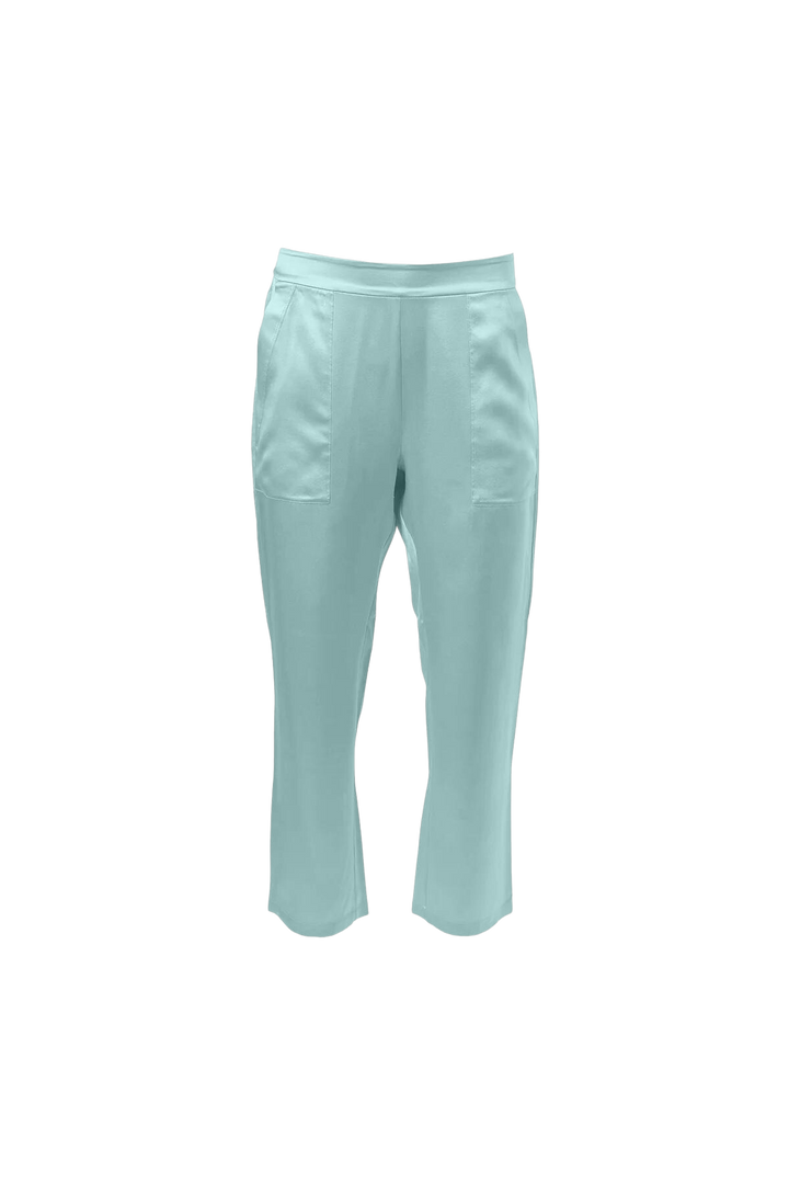 Cropped Silk Pants In Sea Foam