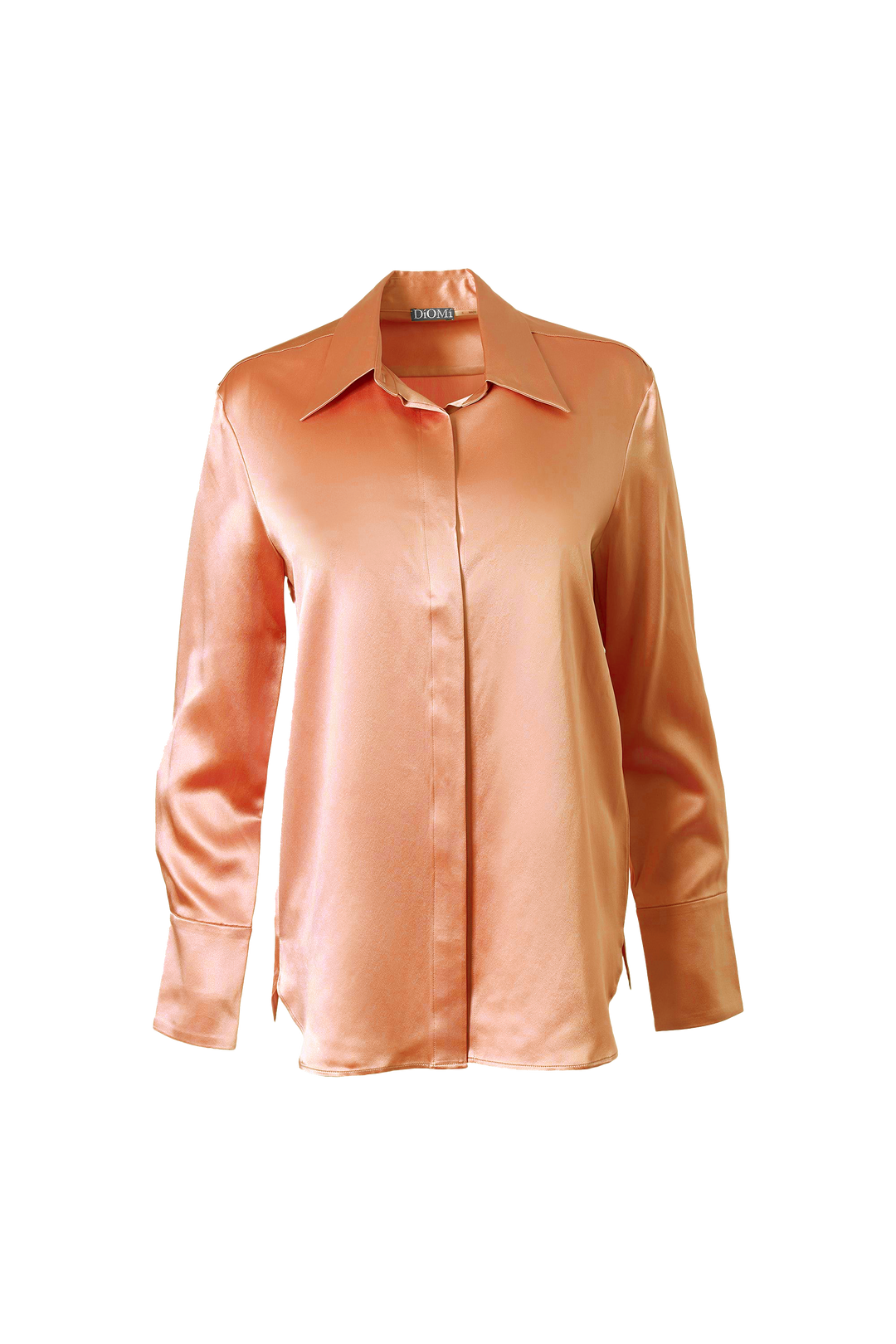 Classic Button Down Blouse In Suntouch Orange