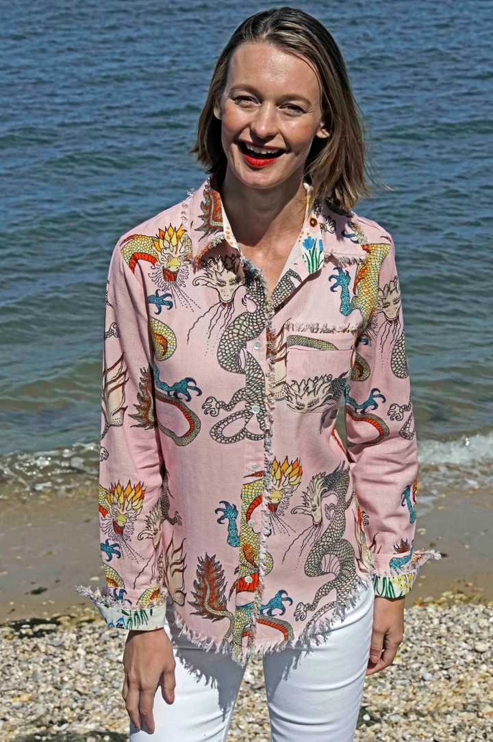 Cape Cod Shirt With Dragons Print - Pink