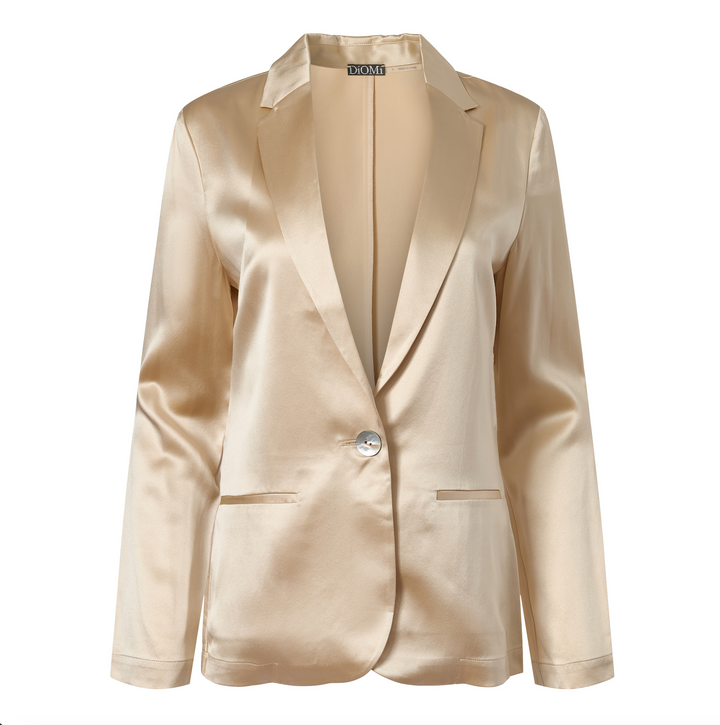 Silk Fitted Blazer In Champagne