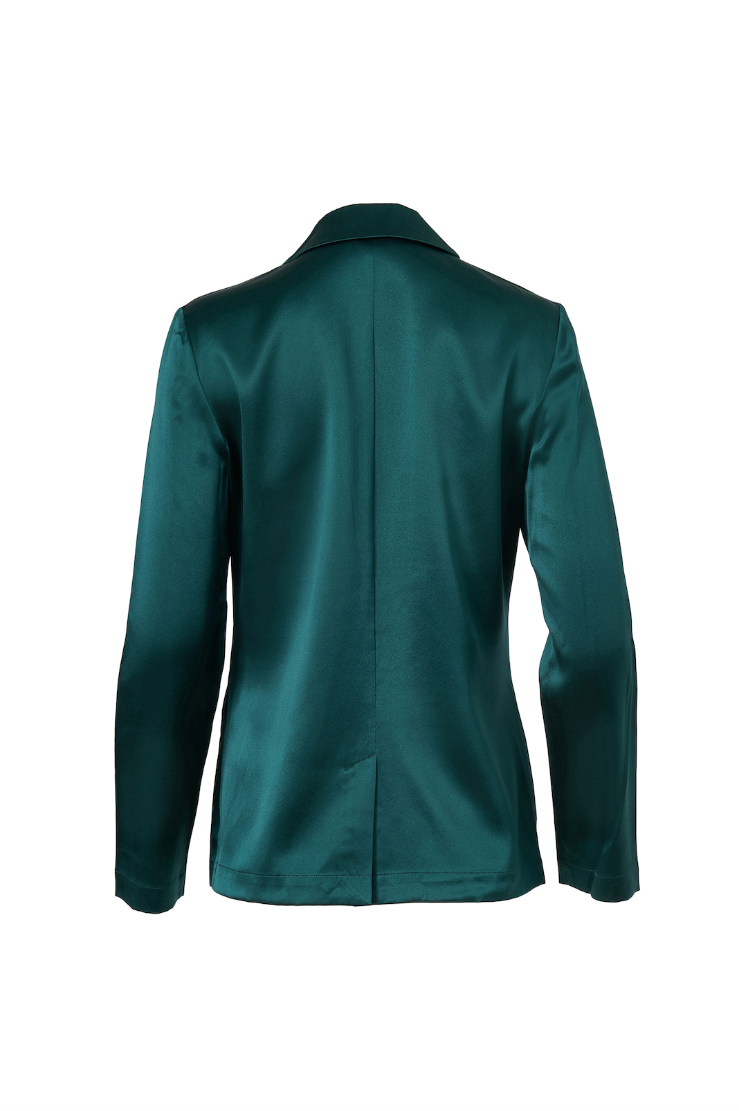 Silk Fitted Blazer In Forest Green